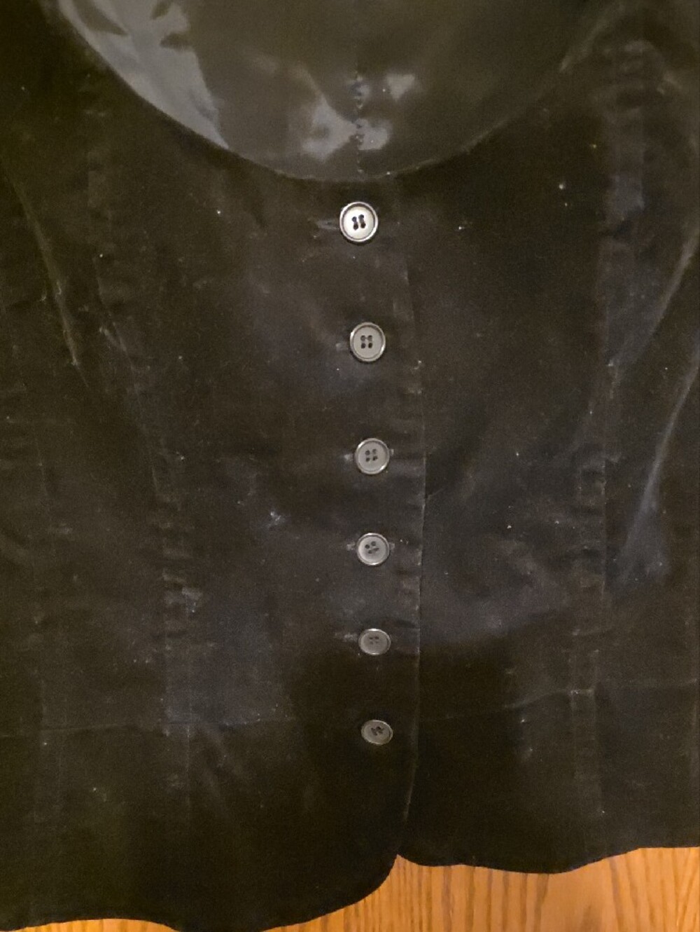 New York & Company Black Velvet Button-Front Women's Vest - Picture 3 of 4